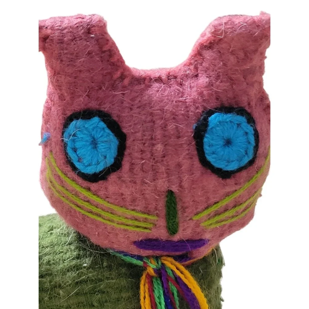 Folk Art Wool Standing Cat 8